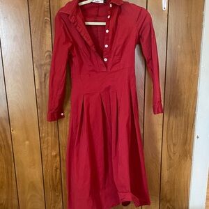 Elegant Red Button-Up Dress